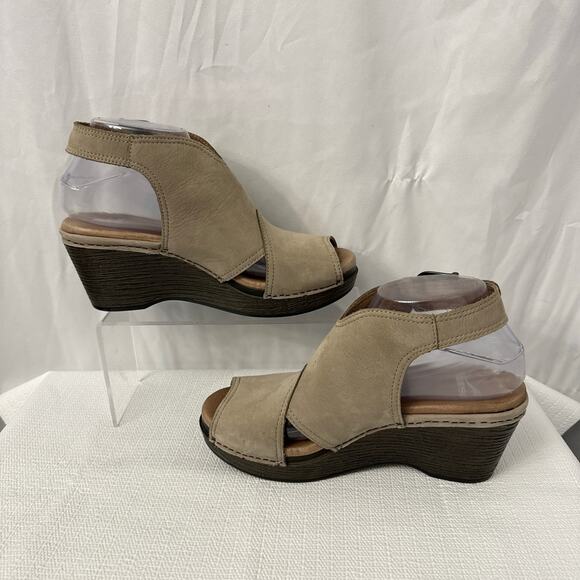 Dansko Sandals Womens Size 8 Vanda Taupe Nubuck Wedge Slingback Shoes 38 - Picture 9 of 10